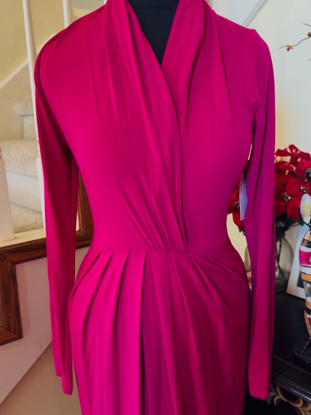 Karen Kane Fuchsia Long-Sleeve Draped Wrap Dress - Women - Picture 15 of 17